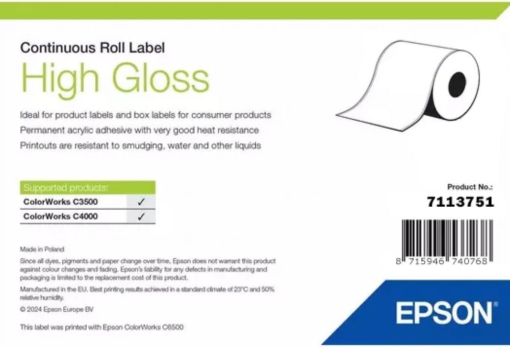 EPSON HIGH GLOSS LABEL CONTINUOUS ROLL 76MM X