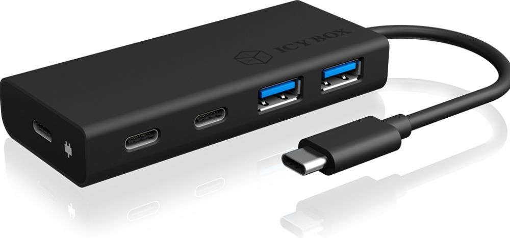 RAIDSONIC Hub 4-Port IcyBox USB 3.0 HUB Typee-C zu 2xTypee C-> 2xTypee A extern retail