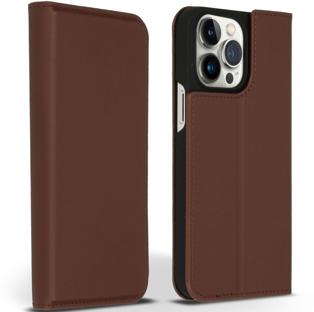 Accezz Premium Leather Slim Bookcase iPhone 14 Pro Max - Bruin