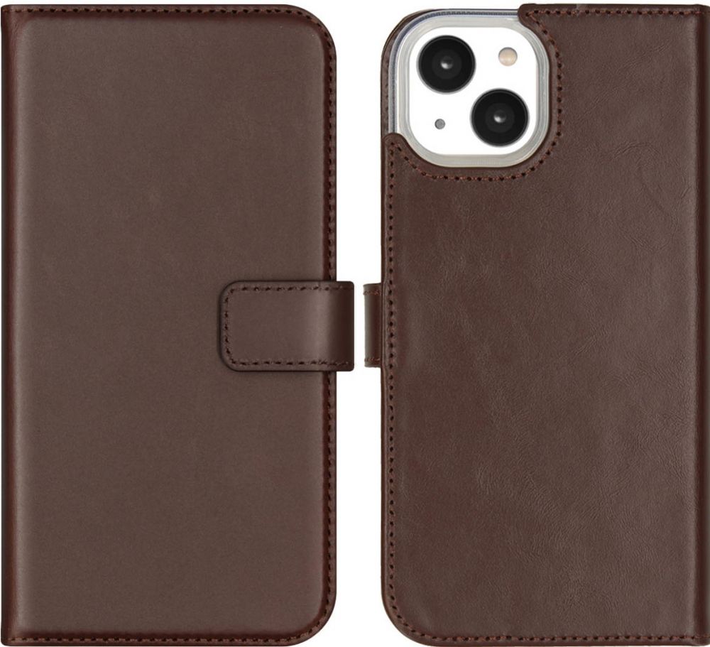 Selencia Echt Lederen Bookcase iPhone 14 - Bruin