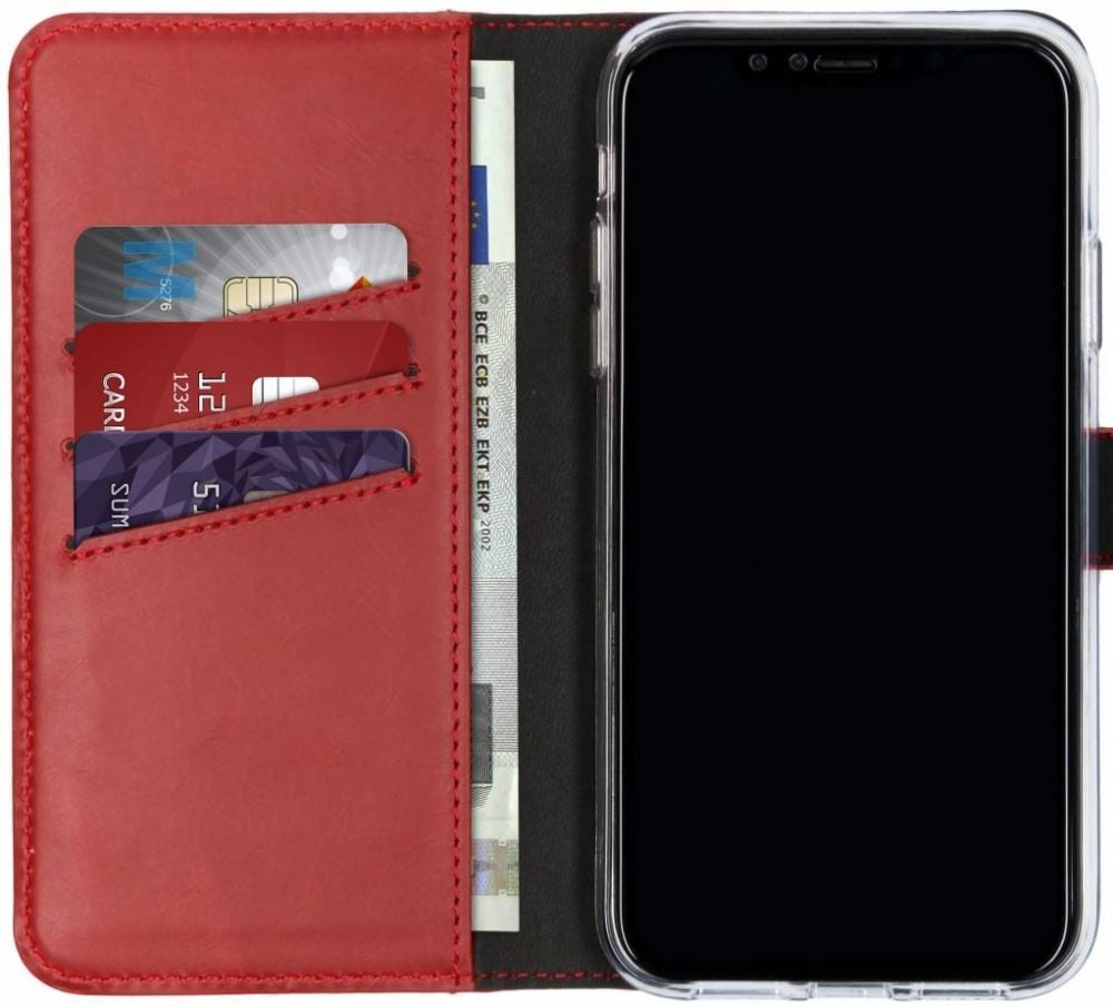 Selencia Echt Lederen Bookcase iPhone Xr - Rood
