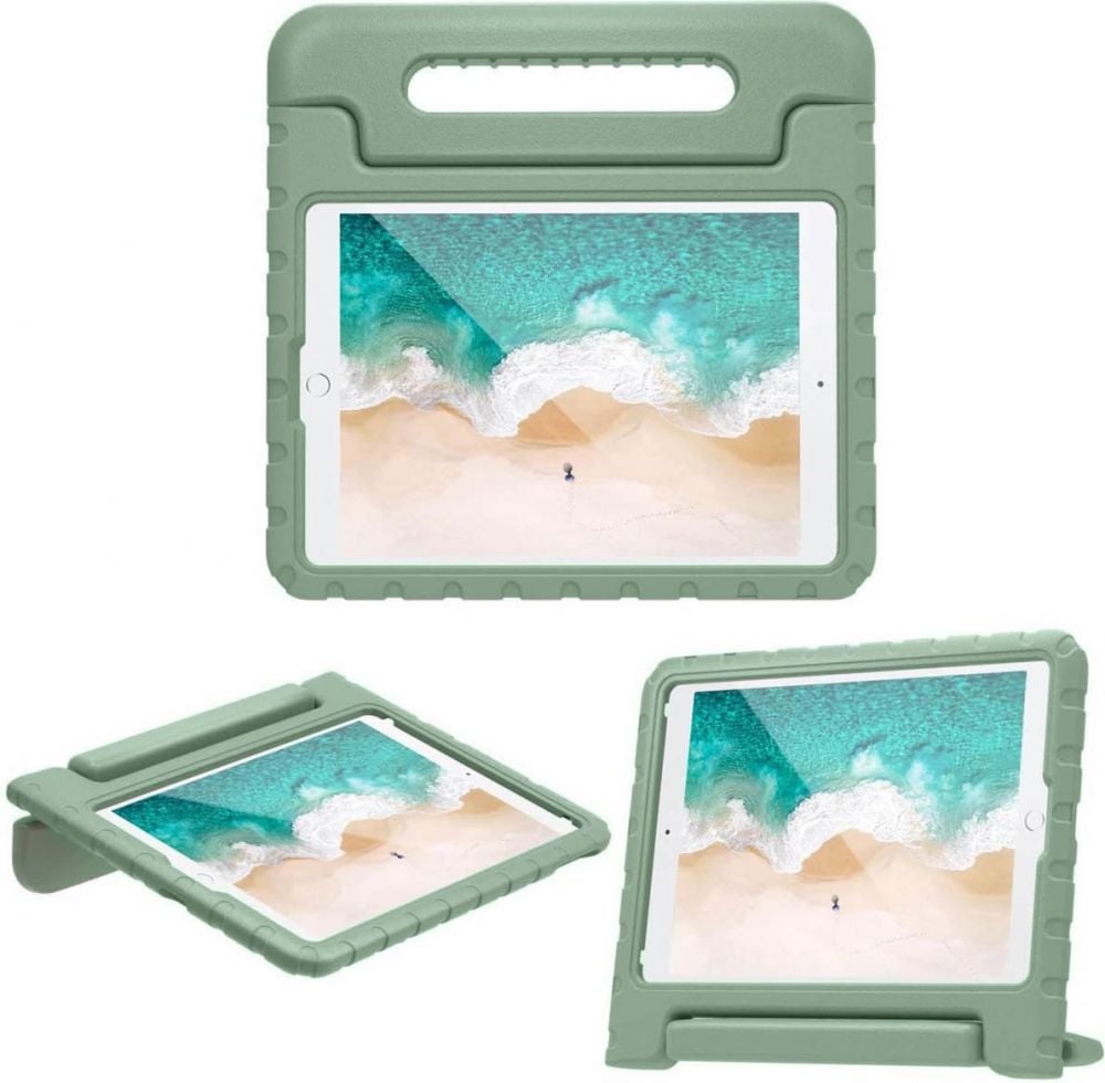 Accezz Kidsproof Backcover met handvat iPad 9 (2021) 10.2 inch / iPad 8 (2020) 10.2 inch / iPad 7 (2019) 10.2 inch - Olijfgroen