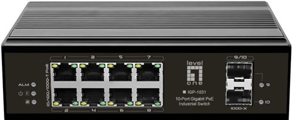 LevelOne Switch 10x Ge IGP-1031 PoE DIN-Rail,-40°C to 75°C