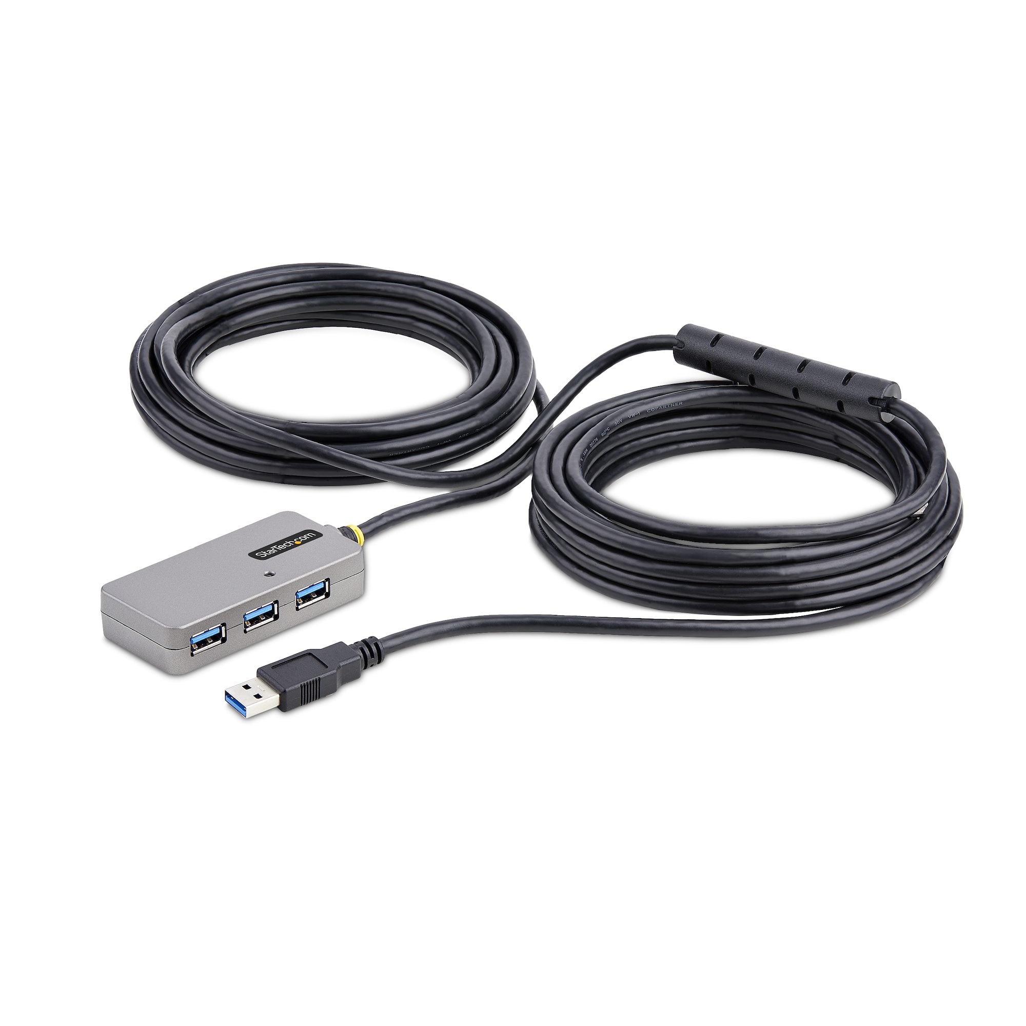 StarTech.com USB Extender Hub, 10m USB 3.0 Extension Cable with 4-Port USB Hub, ActiveBus Powered USB Repeater Cable, Optional 20W Power Supply