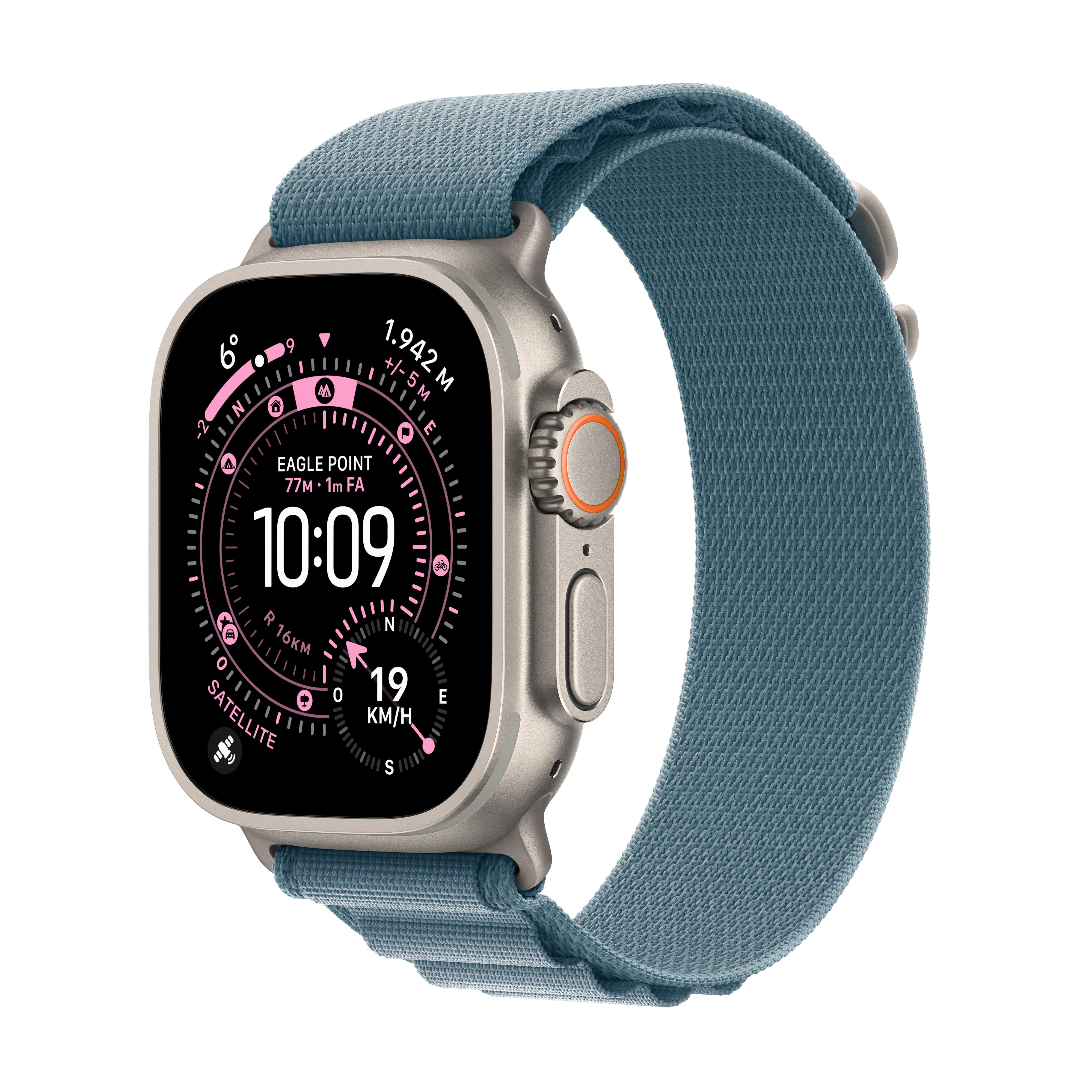 Apple Watch Ultra 3 GPS + Cellular Alpine-bandje S, Titanium Blauw - Smartwatch