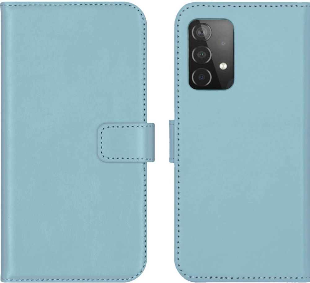 Selencia Echt Lederen Bookcase Samsung Galaxy A52(s) (5G/4G) -Lichtblauw