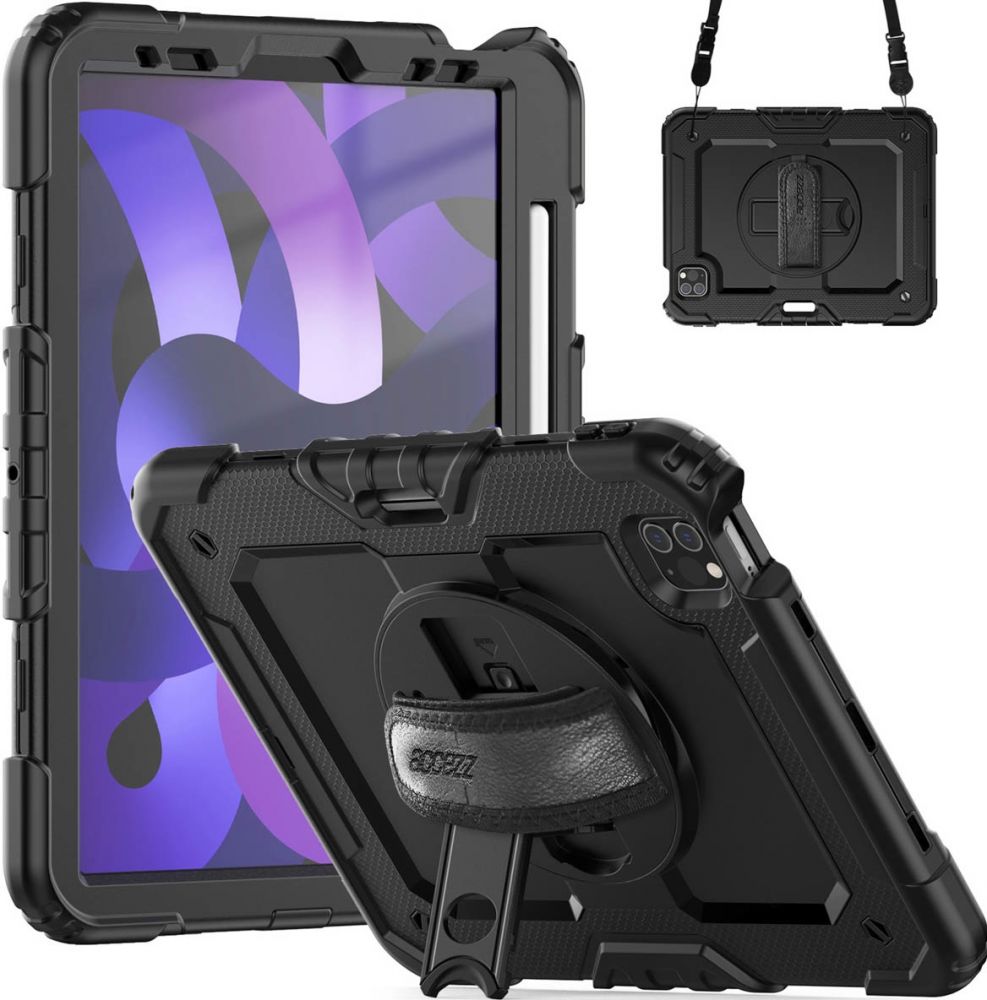 Accezz Rugged Backcover met schouderstrap iPad Air 5 (2022) / Air 4 (2020) - Zwart