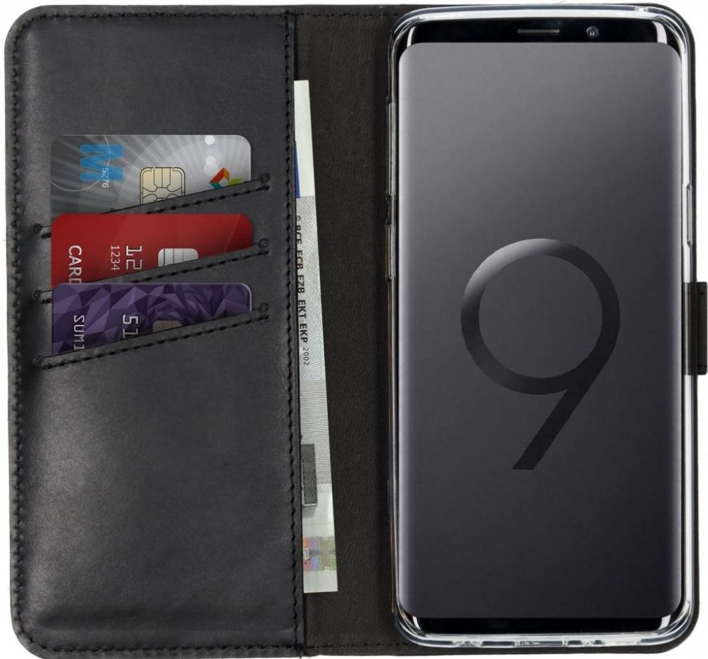Selencia Echt Lederen Bookcase Samsung Galaxy S9 - Zwart