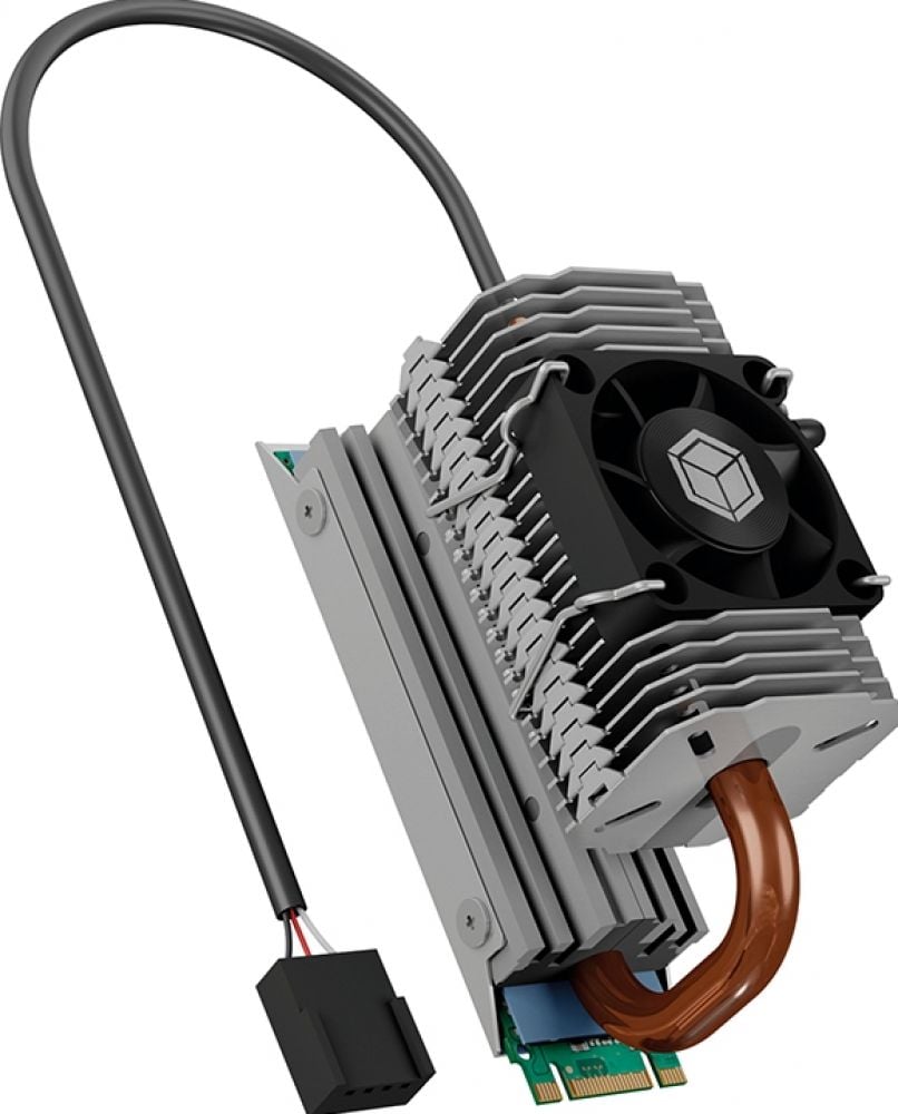 SSD Acc ICY BOX Heat pip heat sink Kühler for M.2 with 30mm fan and swivelling heatpipe