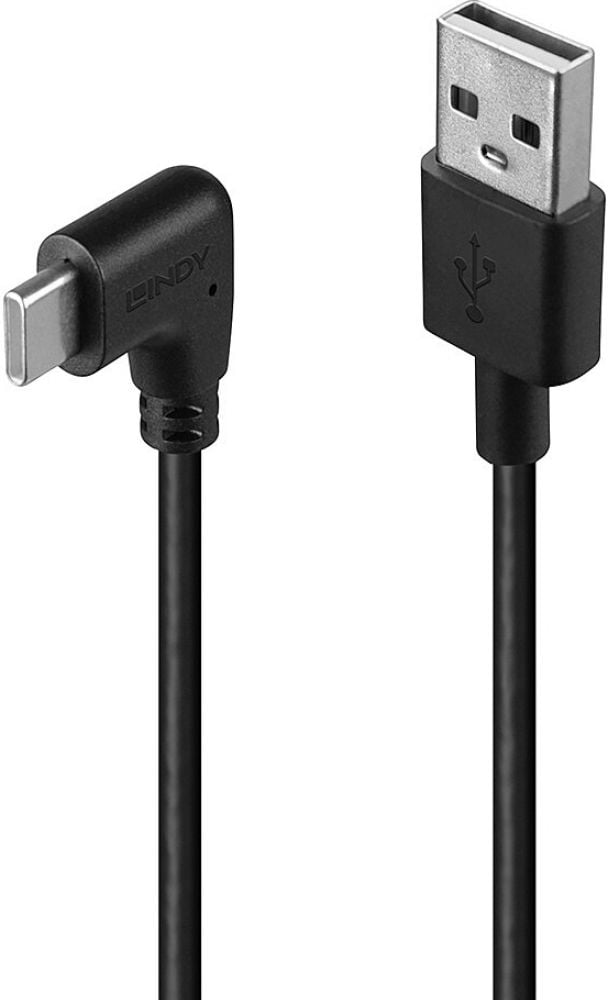 LINDY USB 2.0 Type A an C Kabel, 90° gewinkelt 1m