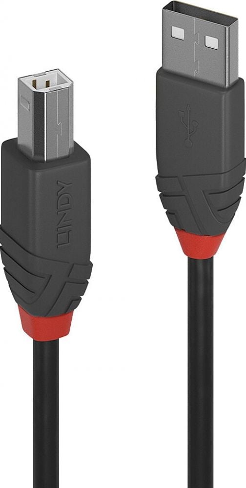 Lindy USB 2.0 Type A an B Kabel, Anthra Line, 10m