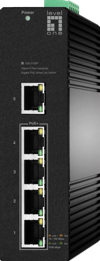 LevelOne Switch 5x GE IGS-2105P 4xPoE Outputs zwart