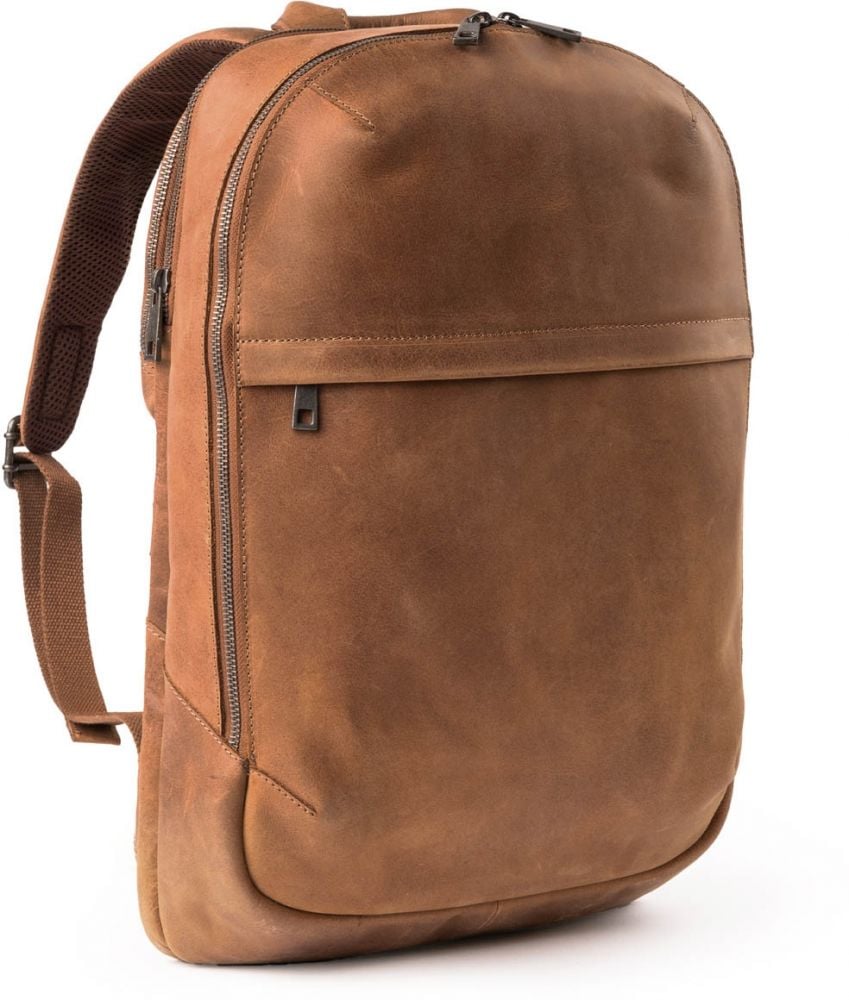 Accezz Leather Laptop rugzak 16 inch - Cognac