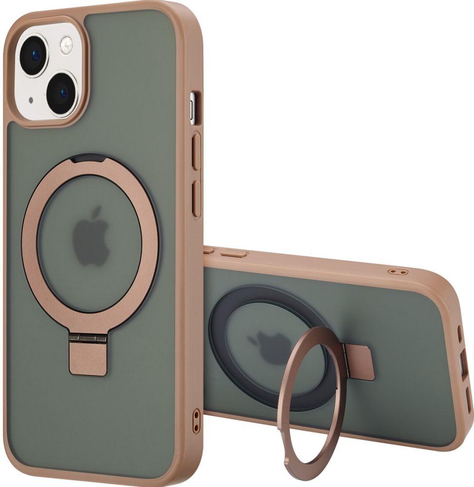 Accezz Ring Stand Backcover met MagSafe iPhone 14 - Brown