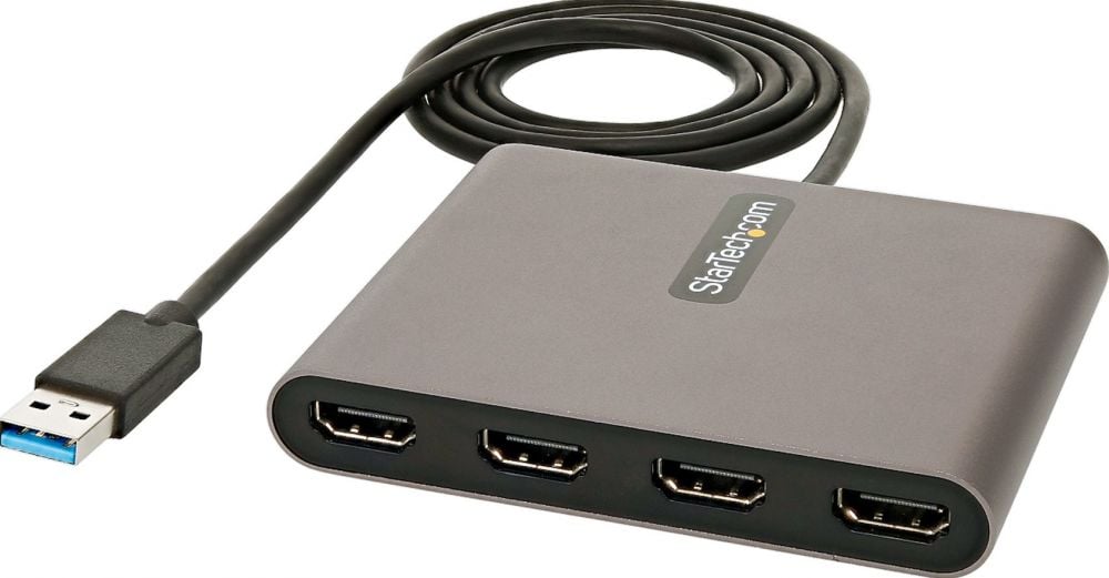 StarTech.com USB 3.0 naar 4x HDMI Adapter, Externe VideoGrafische Kaart, USB Type-A naar Quad HDMI Display Adapter Dongle, 1080p 60Hz, Multi Monitor