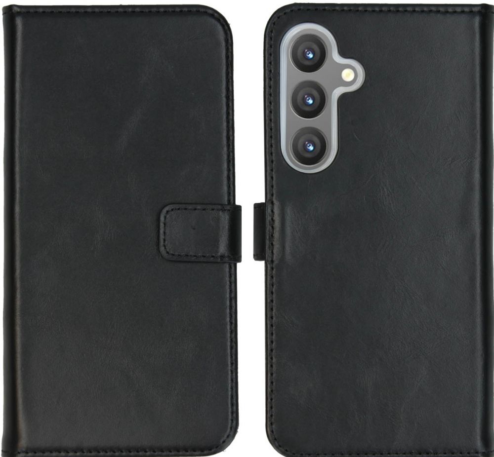 Selencia Echt Lederen Bookcase Samsung Galaxy S24 Plus - Zwart
