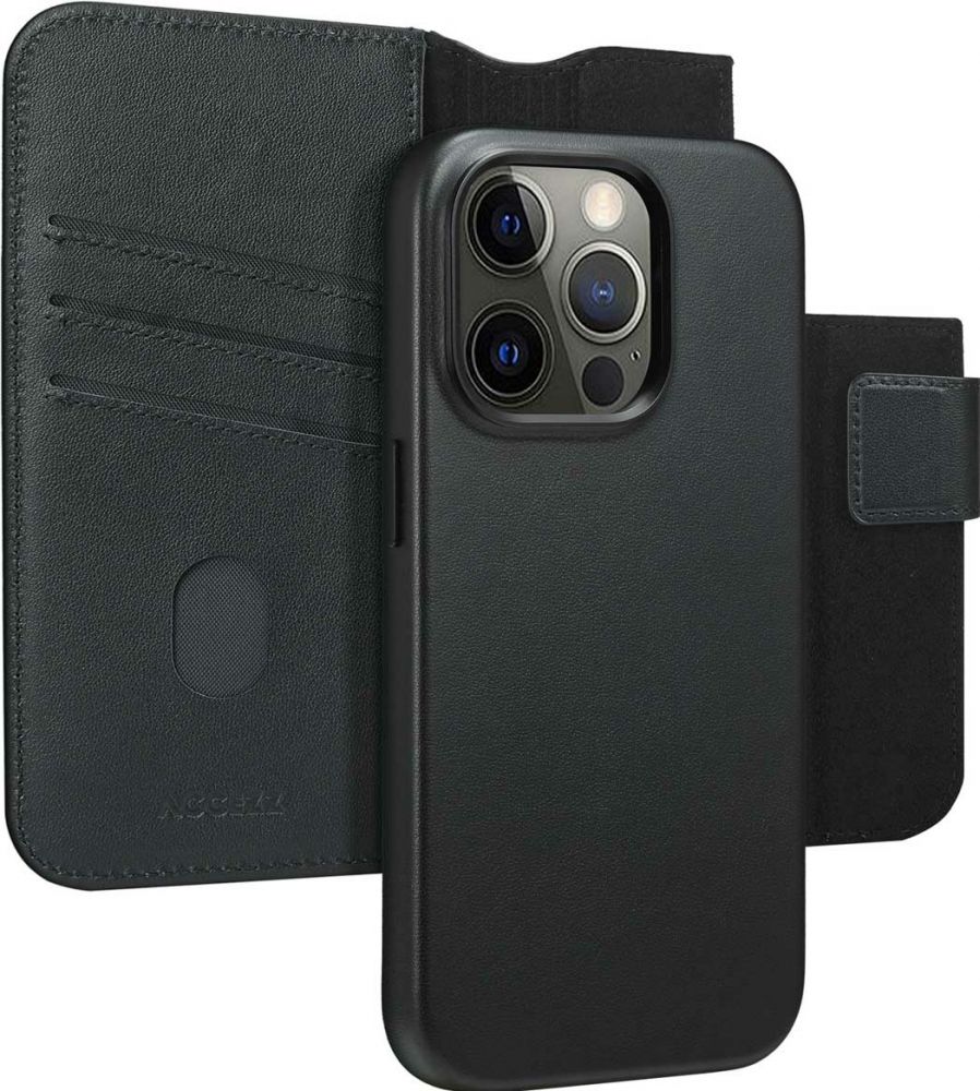 Accezz Leather Bookcase 2-in-1 met MagSafe iPhone 14 Pro - Onyx Black