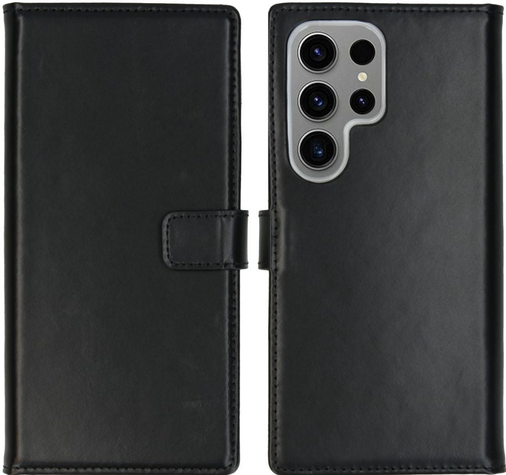Selencia Echt Lederen Bookcase Samsung Galaxy S24 Ultra - Zwart