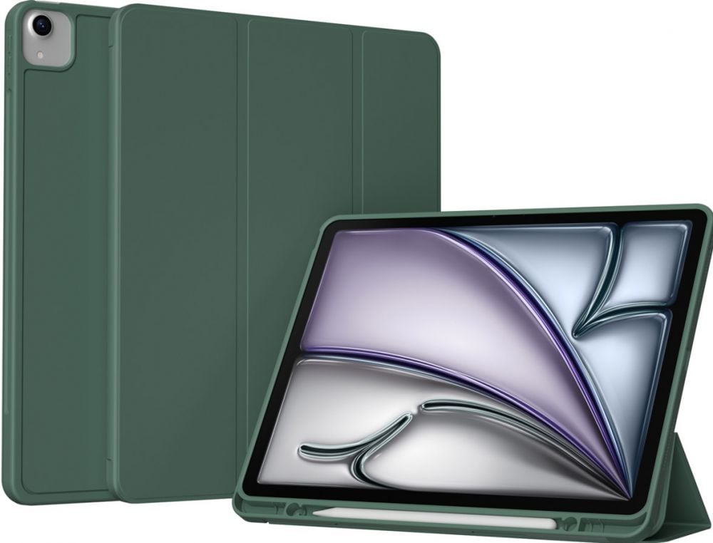 Accezz Smart Silicone Bookcase iPad Air 13 inch (2024) M2 - Donkergroen