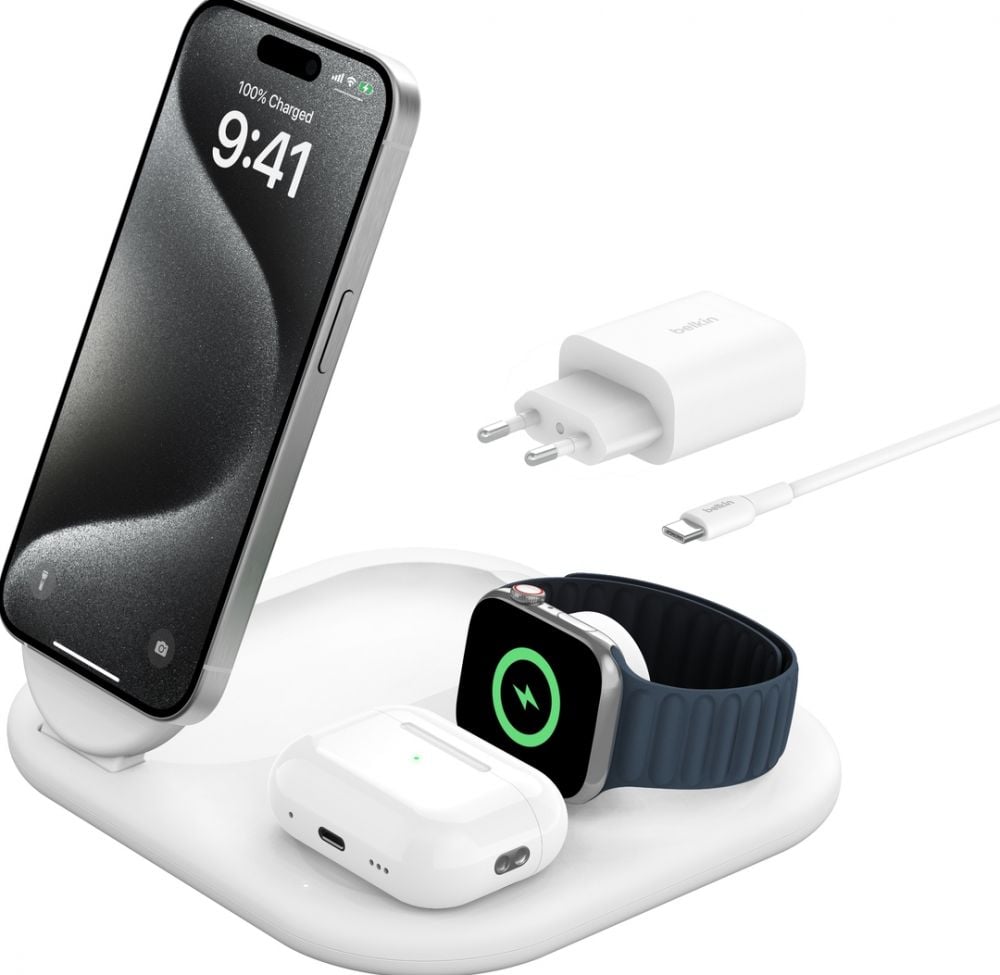 BELKIN Qi2 15w Magnetic 3in1 Stand White