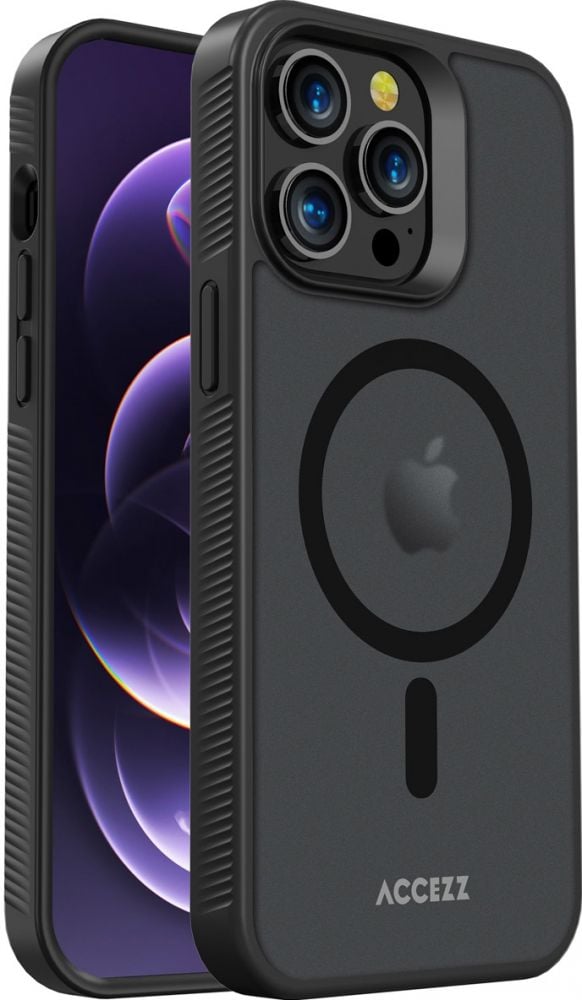 Accezz Rugged Frosted Backcover met MagSafe iPhone 14 Pro Max - Zwart