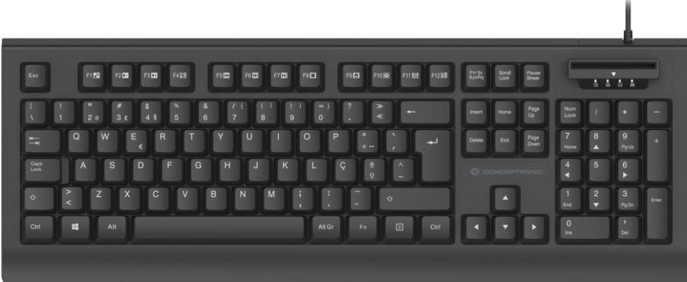 CONCEPTRONIC USB keyboard,Smart ID-kaartlezer spaans zwart