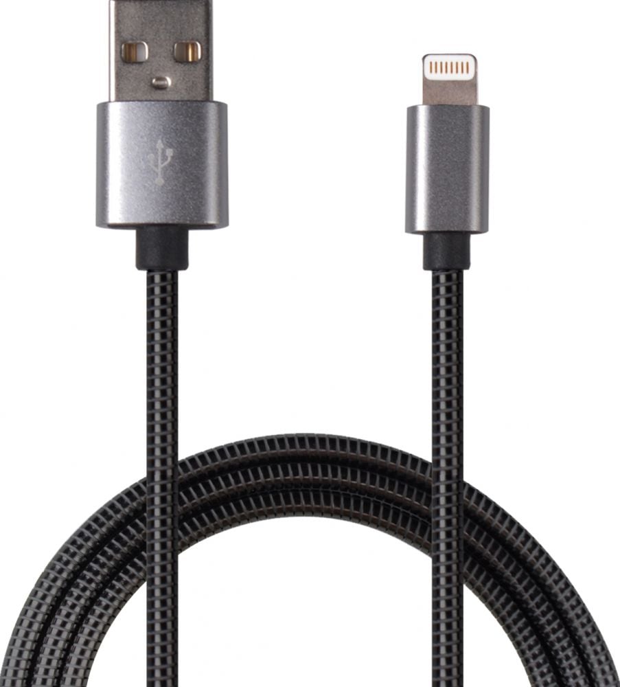 2GO USB oplaadkabel "Luxury"-grijs-100cm voor Apple Lightning