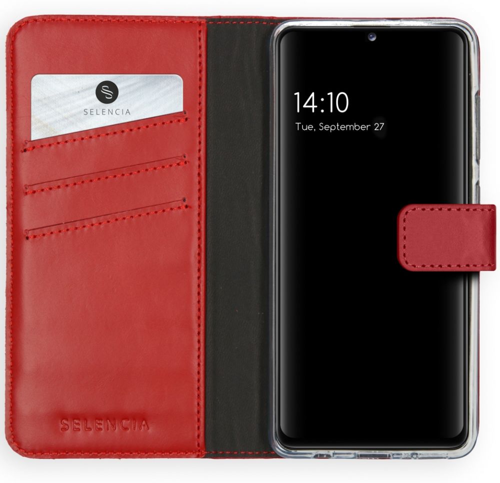 Selencia Echt Lederen Bookcase Samsung Galaxy A41 - Rood