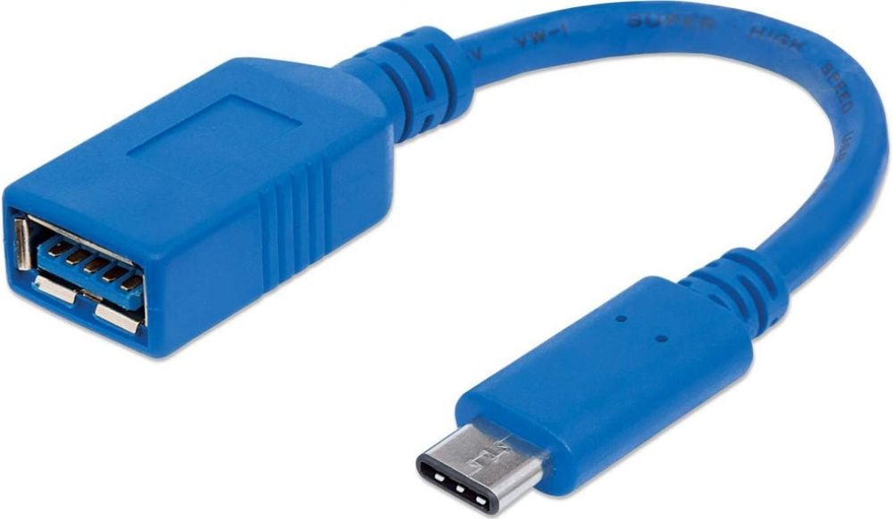 Manhattan USB Kabel 3.1 C -> A St/Bu 0.15m blauw