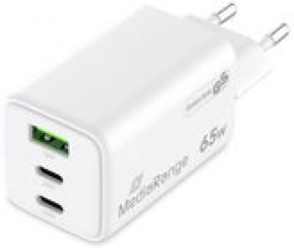 MediaRange Lader 65W 3-Port 1x USB-A/2x USB-C GaN, weiß