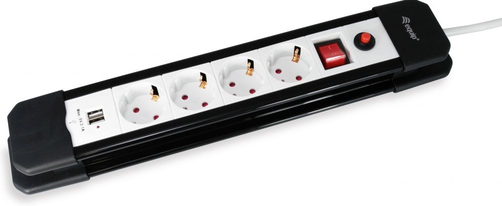 Equip 4-Outlet Power Strip with 2 x USB