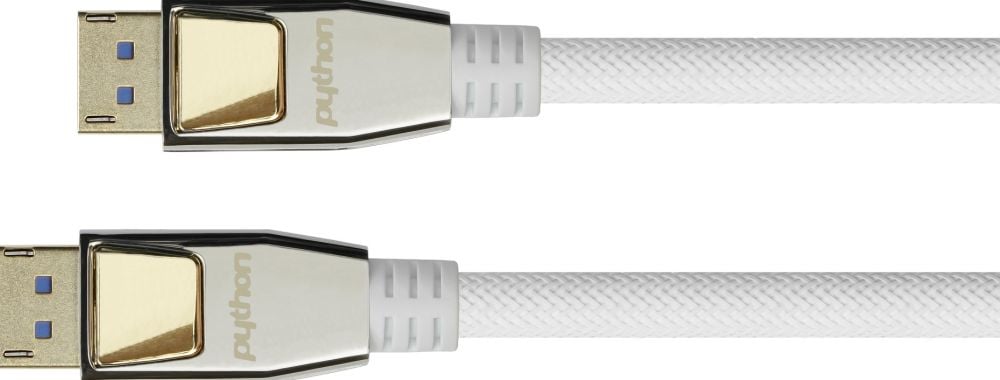Python DisplayPort 2.0 Kabel Nylongeflecht weiß 3m