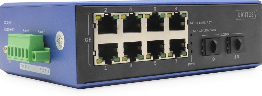 DIGITUS Switch 8 +2-Port Gigabit Ethernet oE SC 20 km