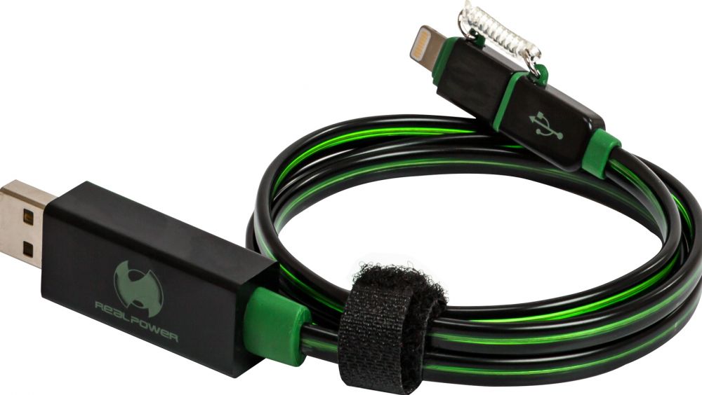 RealPower Floating lightning/micro USB Cable green