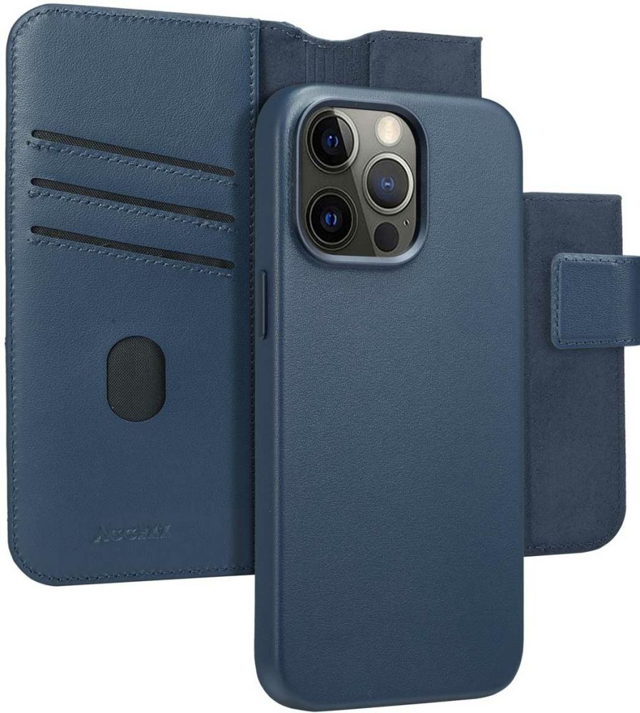 Accezz Leather Bookcase 2-in-1 met MagSafe iPhone 15 Pro Max - Nightfall Blue