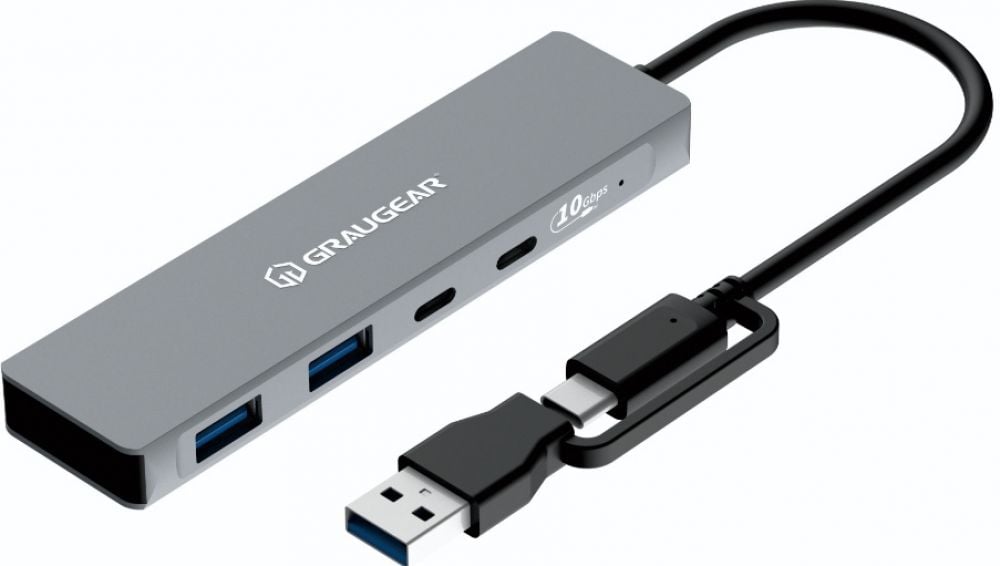 GRAUGEAR 10Gbps USB-HUB 4x USB 3.2, 2x Type-C en 2x Type-A