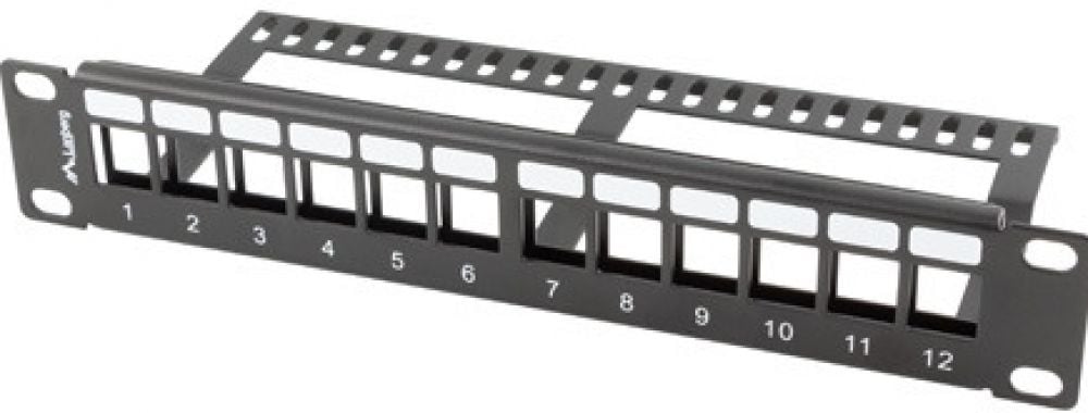 Lanberg Patchpanel Blank 12-Port 1U met Organizer voor Keysto