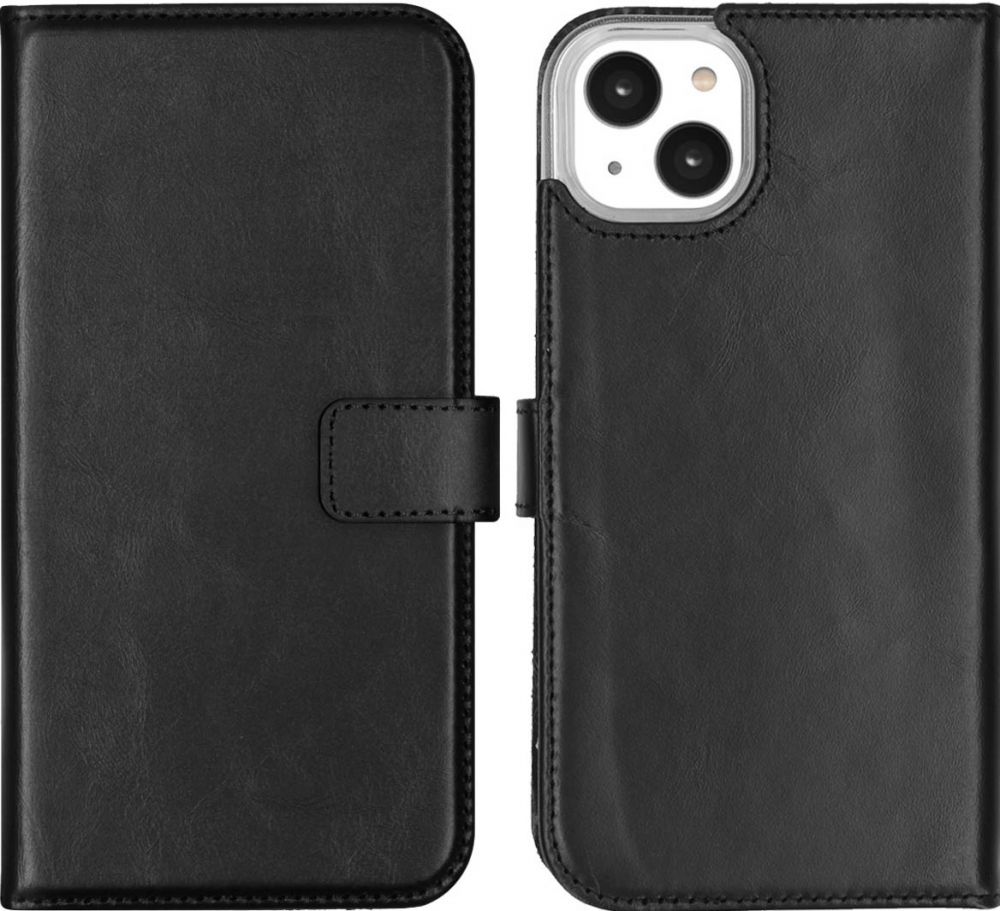 Selencia Echt Lederen Bookcase iPhone 14 Plus - Zwart
