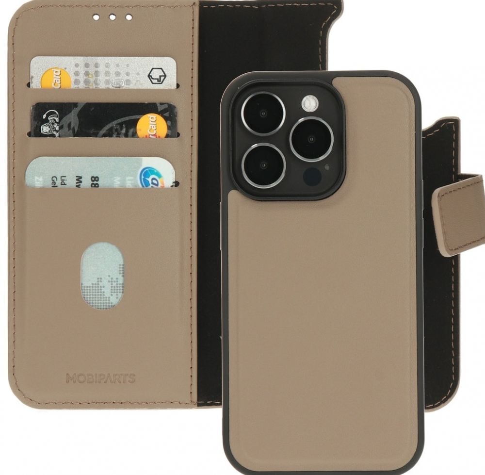 Mobiparts Leather 2 in 1 Wallet Case Apple iPhone 14 Pro Taupe - Smartphonehoesje