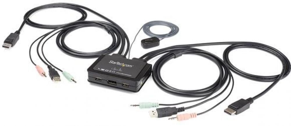 StarTech.com 2-poorts USB 4K 60Hz DisplayPort KVM switch met 1,2 m geïntegreerde kabels - OS onafhankelijk