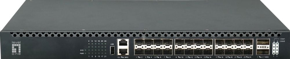 LevelOne Switch 26x GE XQS-3126 2x40/100GbE 19" 185W 24xPoE