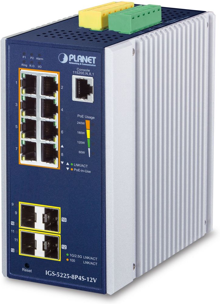 PLANET Industrial 8-Port GE PoE + 2*1G SFP + 2*2,5G SFP