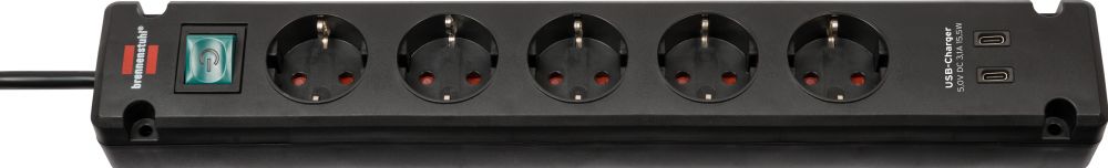 BRENNENSTUHL stekkerdoos stekker omlijsting Bremounta 5fach+USB-C zwart