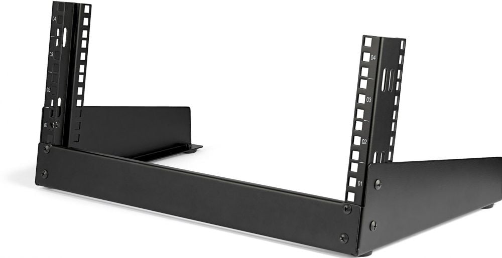 StarTech.com 4U 19" Bureau Open Frame Rack, 2 Post, Vrijstaand IT Netwerk Rack voor SwitchPatchpaneelDataAVITCommunicatie Apparatuur met Kooimoeren en