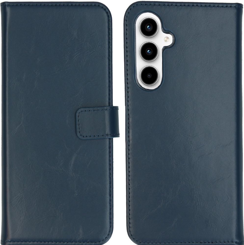Selencia Echt Lederen Bookcase Samsung Galaxy A55 - Blauw