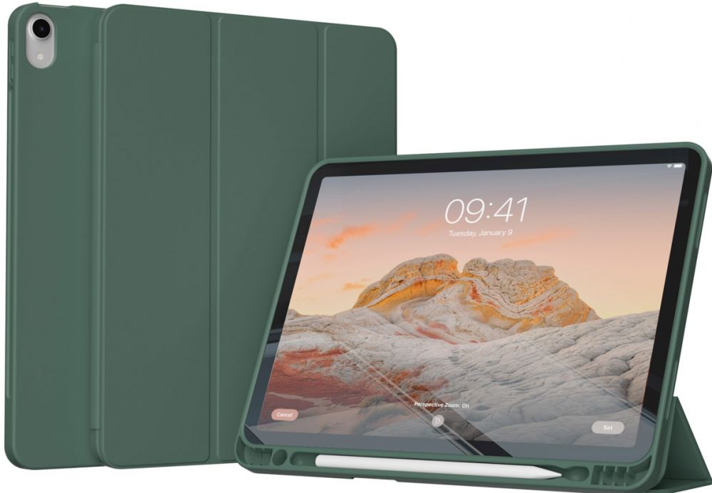 Accezz Smart Silicone Bookcase iPad 10 (2022) 10.9 inch - Donkergroen