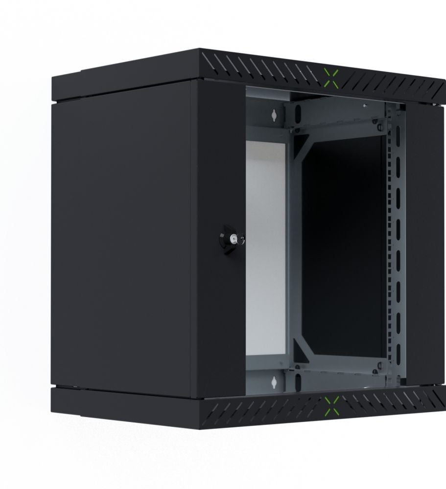 EFB 19" Wandgehäuse X-Rack mit Glastür 400-600mm 12HE schw.