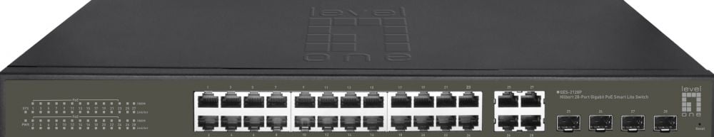 LevelOne Switch 24x GE GES-2128P 4xGSFP 19" 380W 16xPoE+
