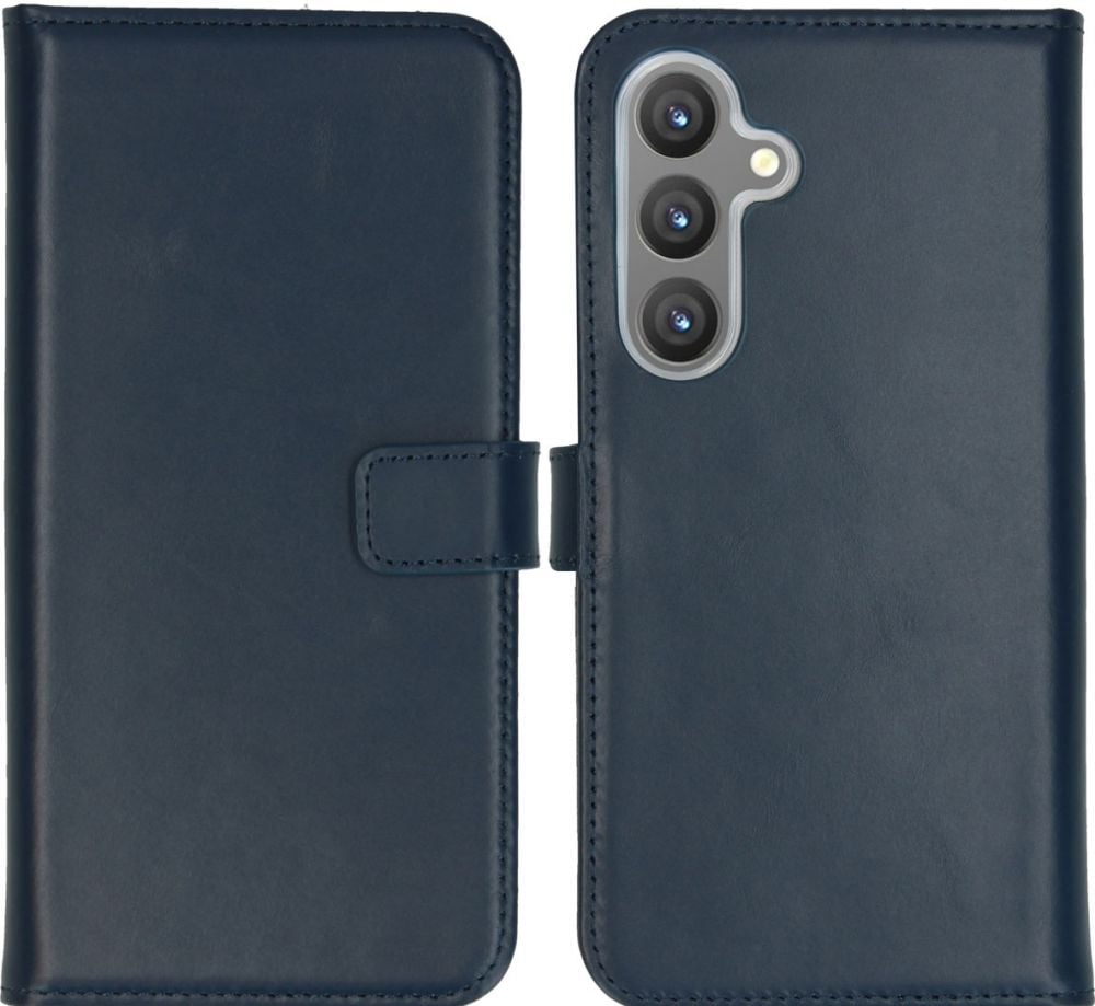 Selencia Echt Lederen Bookcase Samsung Galaxy S24 Plus - Blauw