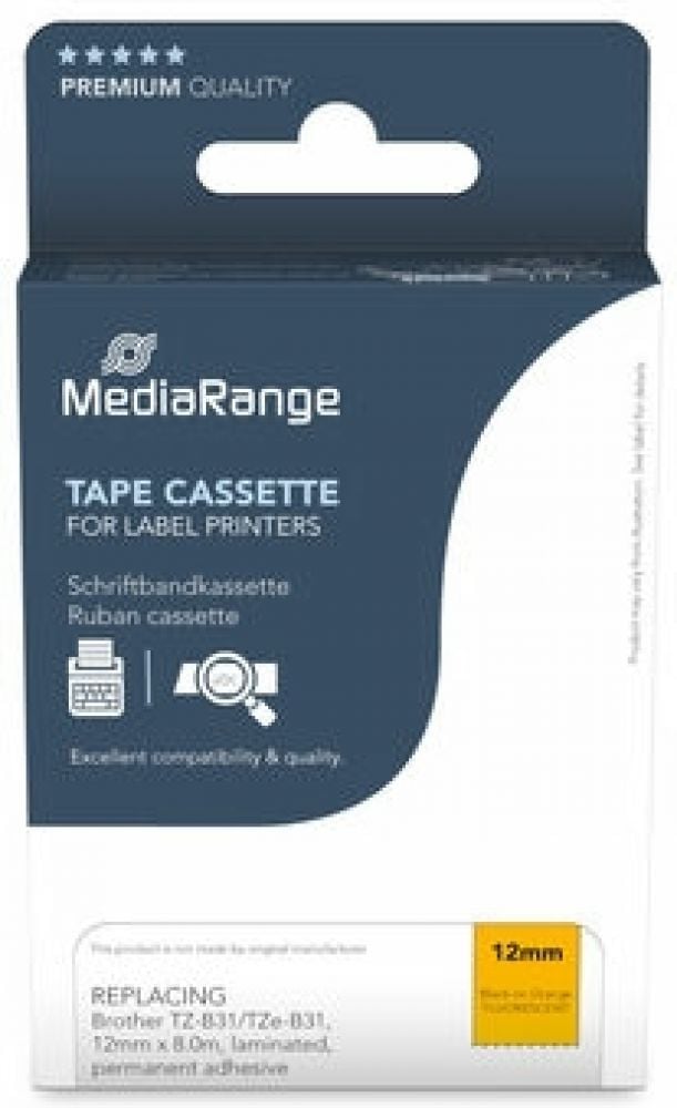 MediaRange Schriftbandka. Brother TZ-B31/TZe-B31 12mm 8m zwart